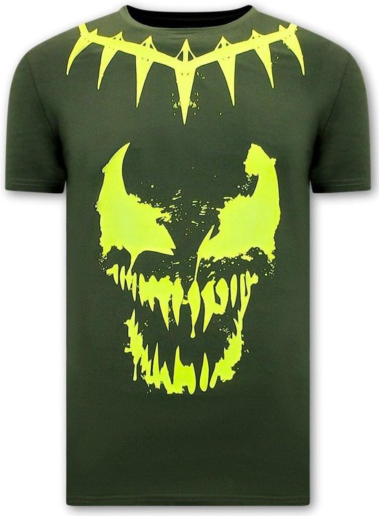 Local Fanatic Men T-shirts avec imprimé - Venom Face Neon - Vert - Tailles: S