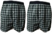 Embrator 2-stuks mannen Boxershort geruit blauw/wit/turquoise XXL