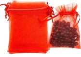50 STUKS ORGANZA ZAKJES - TRAKTATIE - CADEAU - KADOZAKJES - TAJSE - GESCHENKZAKJES - ROOD - 7 X 9CM