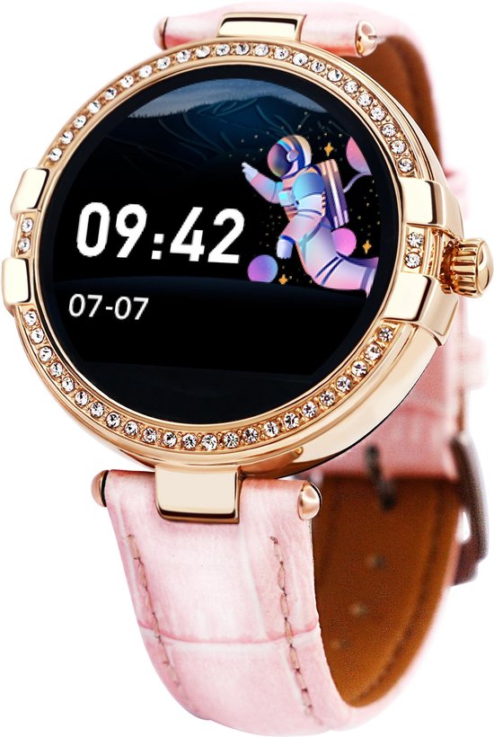 SmartWatch-Trends RS8 - Smartwatch - Thermomètre - Moniteur de fréquence cardiaque - Montre femme - Doré