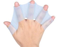 1 paar unisex kikker type siliconen gordels, zwemmen handvinnen flippers palm vinger zwemvliezen handschoenen-peddel watersport (wit/s)