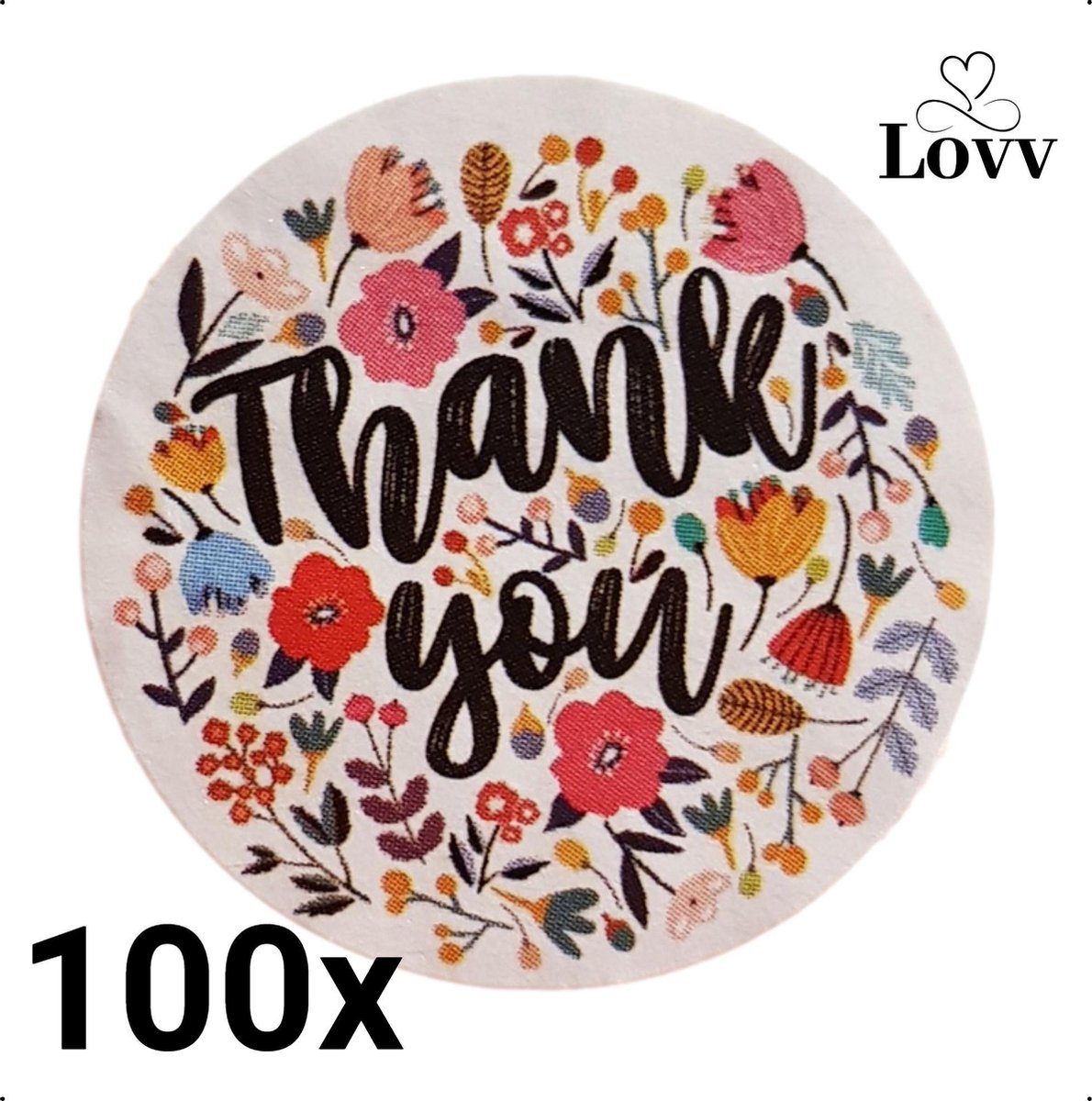 Afbeelding van product LOVV  100 Stickers Thank You-Sluitstickers- Cadeaustickers- Bedankje