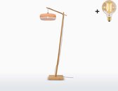 Vloerlamp - PALAWAN - Bamboe Voetstuk - Naturel-Witte Kap (40x15cm) - Met LED-lamp