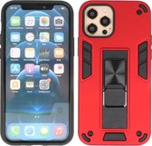 iPhone 12 - Étui pour iPhone 12 Pro - Étui rigide Tough Armor - Étui pour téléphone avec fonction de support - Couverture arrière Bestcases - Rouge