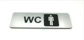 Deurbordje - WC bordje - WC - Toiletbord - Bordje - RVS Look - Pictogram - Heren –  Man - Zelfklevend - 150 mm x 50 mm x 1,6 mm - 5 Jaar Garantie