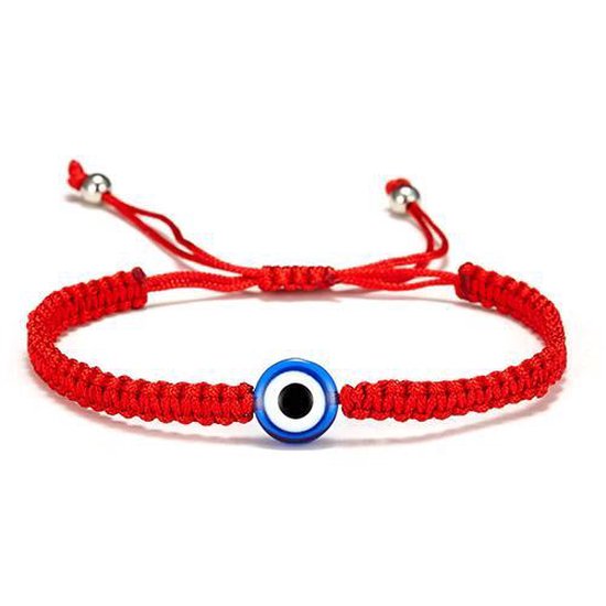 WiseGoods Premium Geluks Armband - Boze Oog - Nazar - Evil Eye - Handgemaakt - Cadeau - Rood & Blauw - Verstelbaar - One Size