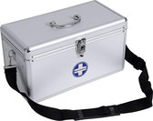 SONGMICS EHBO-doos leeg, doos met 2 lagen aluminium 40 x 20,5 x 22,5 cm JBC36S