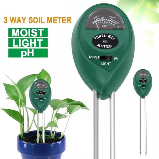 Foto: Plant vochtmeter 3 in 1 ph meter grond bodem vochtmeter voor planten 3 in 1 meter ph vocht en lichtmeter vochtigheidsmeter vochtmeter planten zuurtegraad meter geen batterij nodig