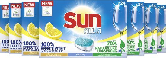 Sun All-In-1 Citroen Vaatwastabletten - 7 x 24 tabletten - Voordeelverpakking