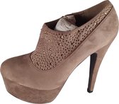 Stijlvolle gesloten pumps - ritssluiting met hoge hak - Lichtbruin