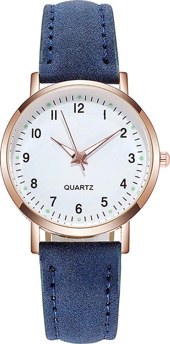 Doukou Blue Horloge | Suedine - Kunstleer | Blauw | Ø 32,5 mm