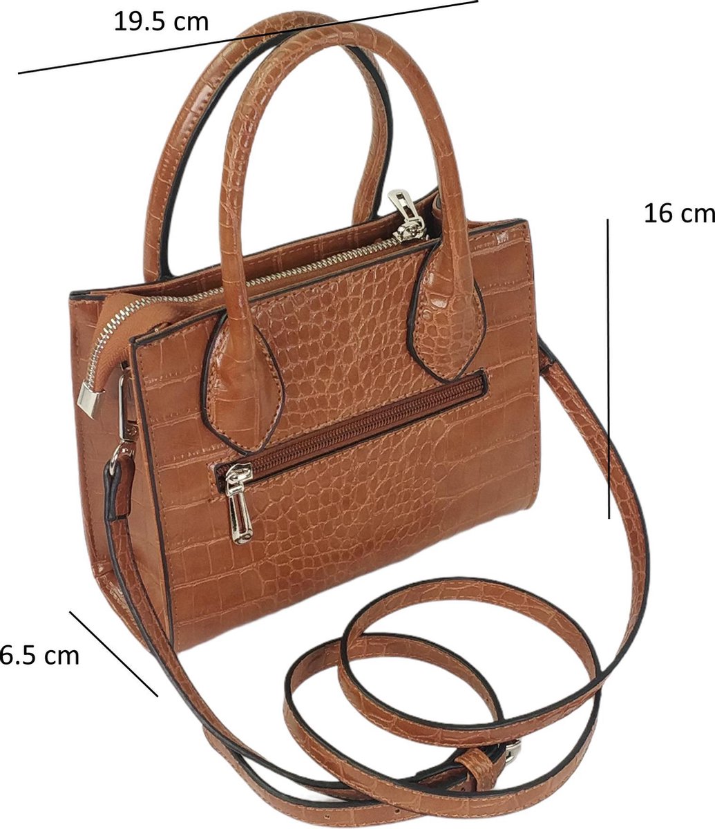 Mini sac à main / bandoulière croco Flora & Co camel | bol.com