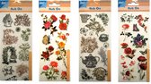 Joy!Crafts / Rub On Stickers Set 4 verschillende vellen / Wrijfplaatjes bloemen en theetuin