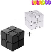Lubadoo® 1+1 Infinity Cube Fidget Toy - Fidet Toys - Figet Toys - Friemelkubus - Zwart - Grijs - Wacky Track