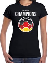 Duitsland EK/ WK supporter t-shirt - we are the champions met Duitse voetbal - zwart - dames - kleding / shirt 2XL