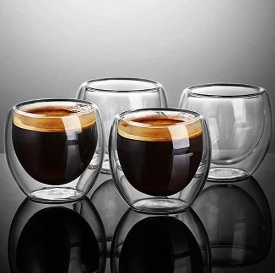 6 x 240 ml Latte Verres Thé Café Cappuccino Verre Gobelets boisson chaude mugs W cuillères
