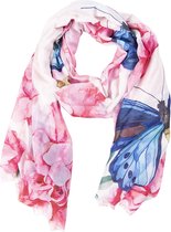 Juleeze Sjaal Dames Print 70*180 cm Roze Synthetisch Bloemen Shawl Dames Sjaal