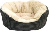 Rosewood - Hondenmand Ovaal Jumbo Cord Pluche Grijs / Creme