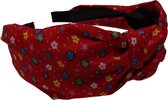 Jessidress Haarband Elegante Haar Diadeem met bloemen print Hoofdband - Rood