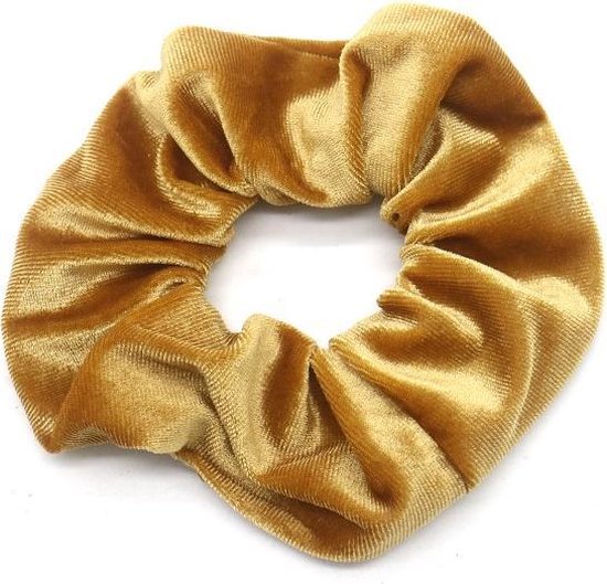 Velvet scrunchie/haarwokkel, oker/goud