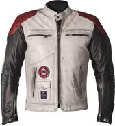 HELSTONS TRACKER RAG LEATHER WHITE BLACK RED MOTORCYCLE JACKET S - Maat