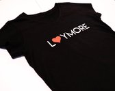 T-shirt, wit, ronde hals- ' Love You More', maat S