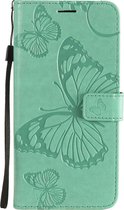 Oppo Reno 4 Pro 5G Hoesje - Mobigear - Butterfly Serie - Kunstlederen Bookcase - Turquoise - Hoesje Geschikt Voor Oppo Reno 4 Pro 5G