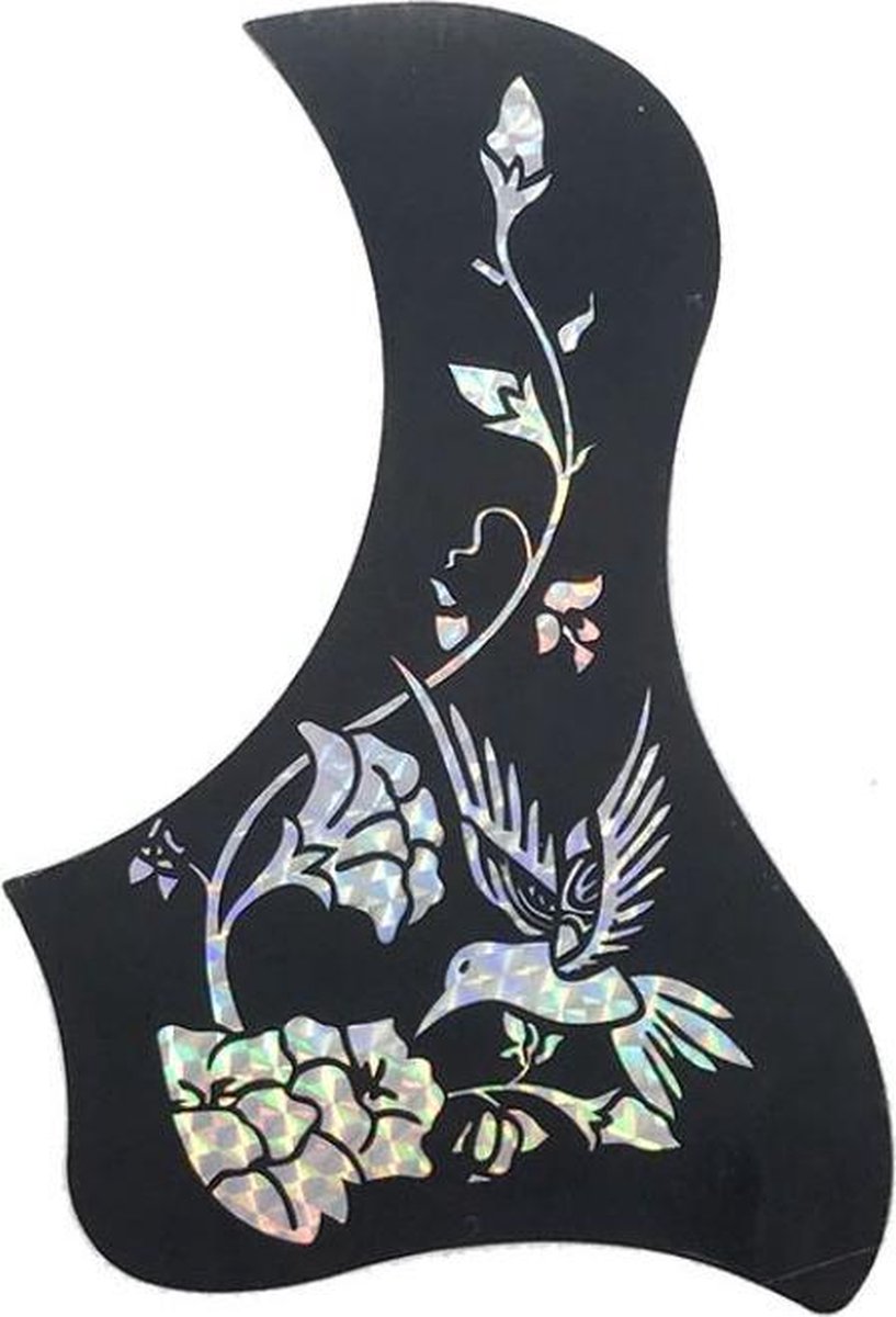 Gitaar Slagplaat sticker - Pickguard - Zelfklevend - Kolibrie zilver 1