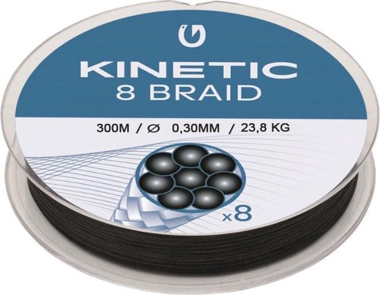 Kinetic 8 Braid - Noir - Ligne tressée - 300m - 0,30mm - 23,8kg - Zwart