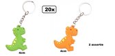 20x Sleutelhanger Dino 4 cm 2 assortie - sleutel hanger dinosaurus school verjaardag thema feest party festival dier