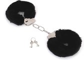 Budget Thin-Metal Black Plush Handcuffs | Kiotos Steel
