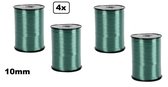4x Krullint groen 10mmx250meter| merk Cotton blue |krullint | decoratie| thema feest| versiering