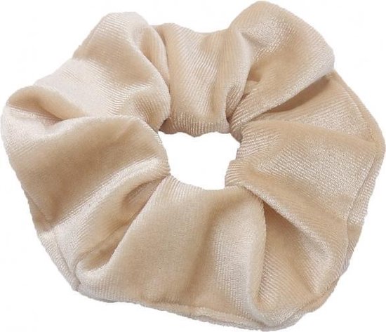 Velvet scrunchie/haarwokkel, zacht/pastel oranje