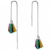 Zilveren doorsteek- oorbellen -gekleurd glas-Charme Bijoux