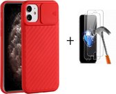 GSMNed – iPhone 12 Mini Rood – hoogwaardig siliconen Case Rood – iPhone 12 Mini Rood – hoesje voor iPhone Rood – shockproof – camera bescherming – met screenprotector iPhone 12 Min