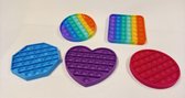 set van 5 Pop it fidget toys - set van 5 - gezien op TikTok - laat ze poppen -set van 5  - 3 monocrome + 2 rainbow