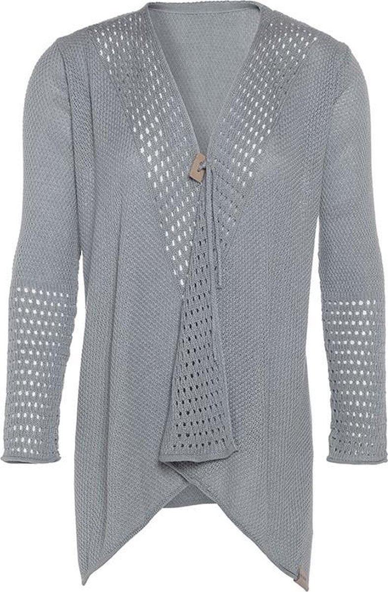 Knit Factory April Gebreid Vest - Cardigan dames - Luchtig grijs zomervest - Damesvest gemaakt van 50% katoen en 50% acryl - Licht Grijs - 36/38