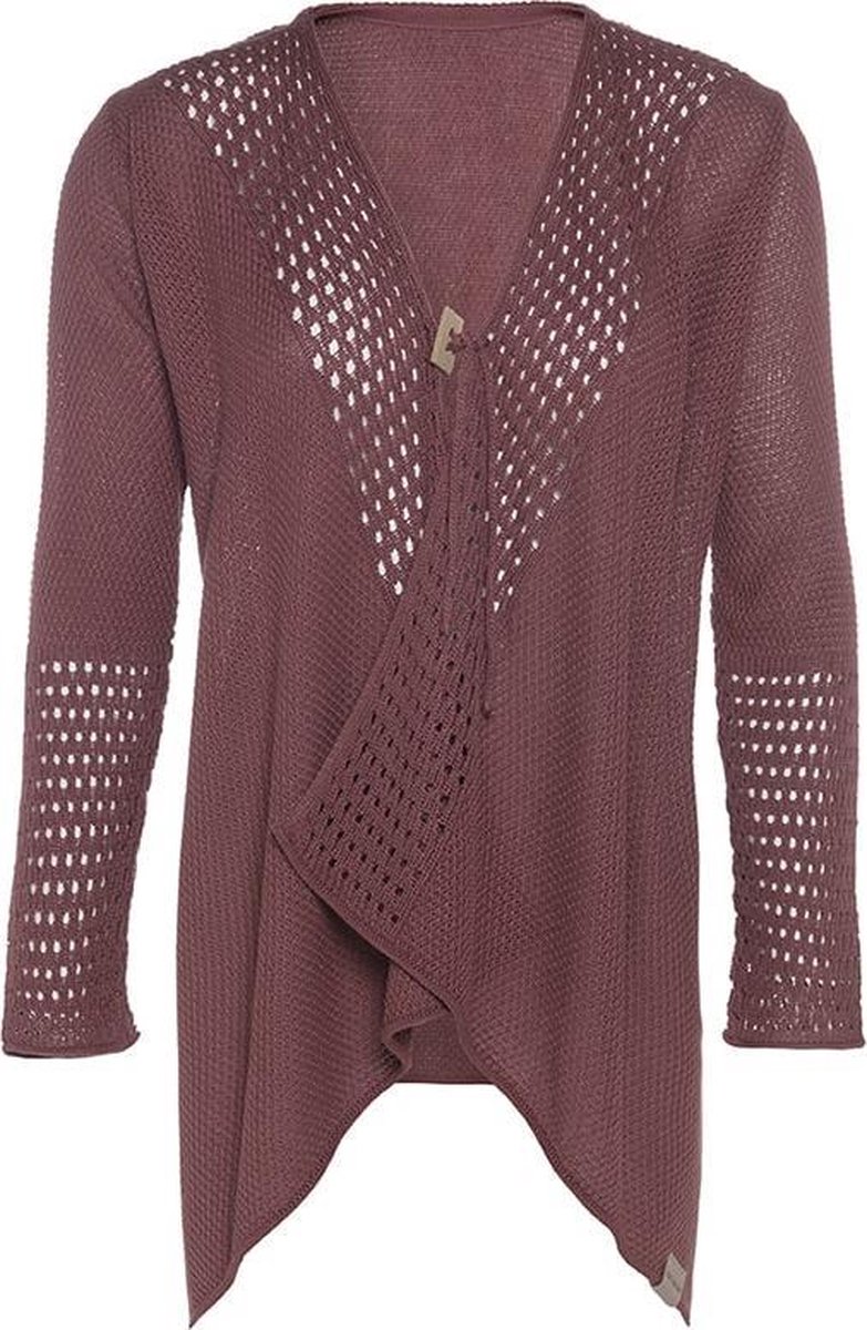 Knit Factory April Gebreid Vest - Cardigan dames - Luchtig rood zomervest - Damesvest gemaakt van 50% katoen en 50% acryl - Stone Red - 36/38