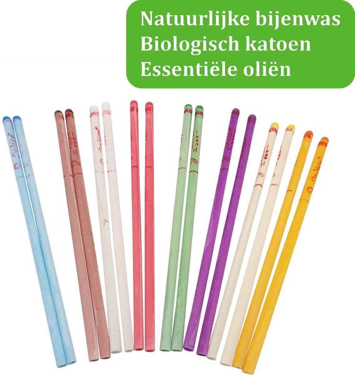 Goedkoopste Natuurlijke Oorkaarsen Voordeelpakket - 6 paar - 12 stuks - Oor reiniger - Oorsmeer Verwijderaar - 100 Natuurlijke Stoffen - Bijenwas Oorkaars - Multicolored Oorkaars - Scented Beeswax Oorkaars