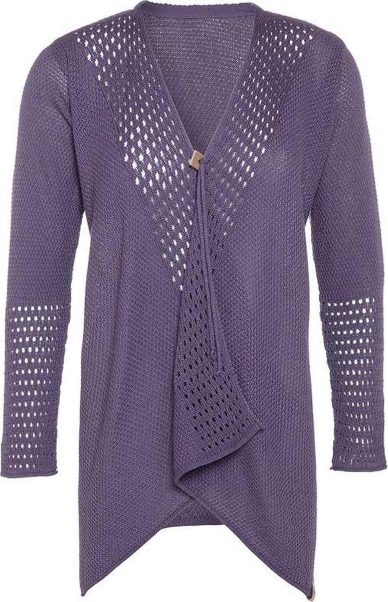 Knit Factory April Gebreid Vest - Cardigan dames - Luchtig paars zomervest - Damesvest gemaakt van 50% katoen en 50% acryl - Violet - 40/42