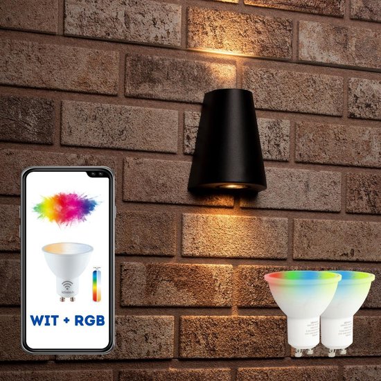 Proventa Slimme buitenlamp - Wandlamp Model G - White & Color - 1 x LED Muurlamp