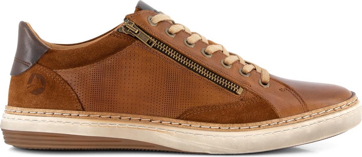 Travelin Coventry Casual leren herensneakers met rits Grijs leer Maat 41 bol