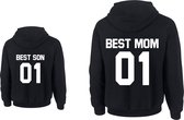 Hoodie voor moeder twinning-Best Mom 01-Best Son 01-Maat M