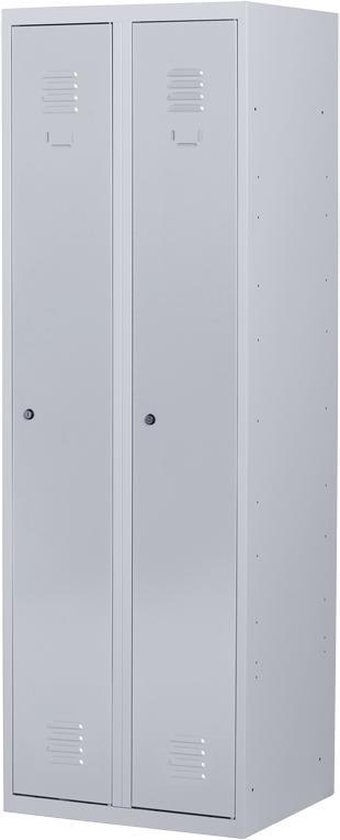 Lockerkast metaal met slot | Stalen lockerkast | Locker 2 deurs 2 delig | Grijs | 180x60x50 cm | LKP-1002