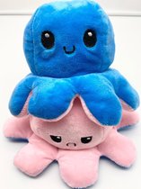 OMKEERBARE - REVERSIBLE OCTOPUS KNUFFEL - MOOD KNUFFEL - EMOTIE KNUFFEL - 2 ZIJDIG - TIK TOK - BLAUW - ROZE