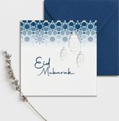 Wenskaarten 6 stuks "Eid Mubarak" - offerfeest/suikerfeest - versiering/decoratie - blauw