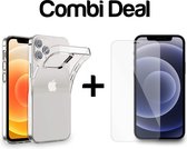 iPhone 12 Mini | TPU Siliconen Hoesje Transparant Case + Premium Tempered Glass Screenprotector | Smartphonica