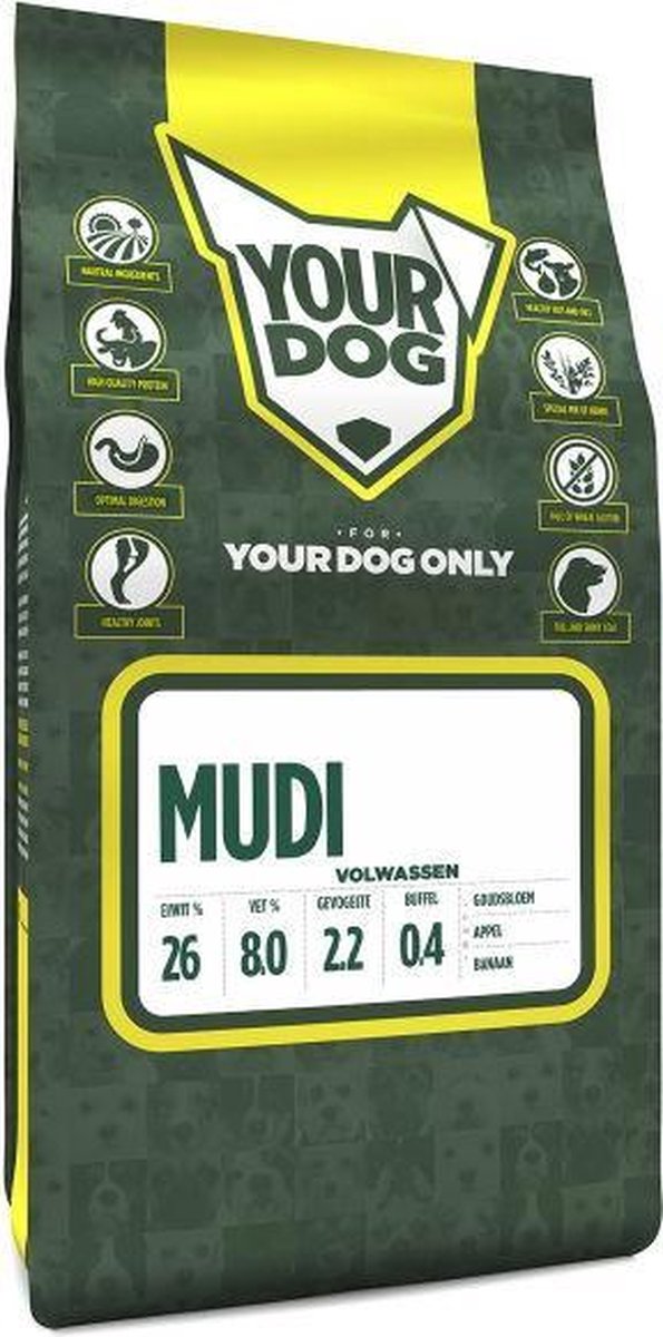 Volwassen 3 kg Yourdog mudi hondenvoer