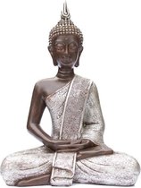 Thais Boeddhabeeld 43 cm - Boeddha Beeld zilverkleurig | GerichteKeuze