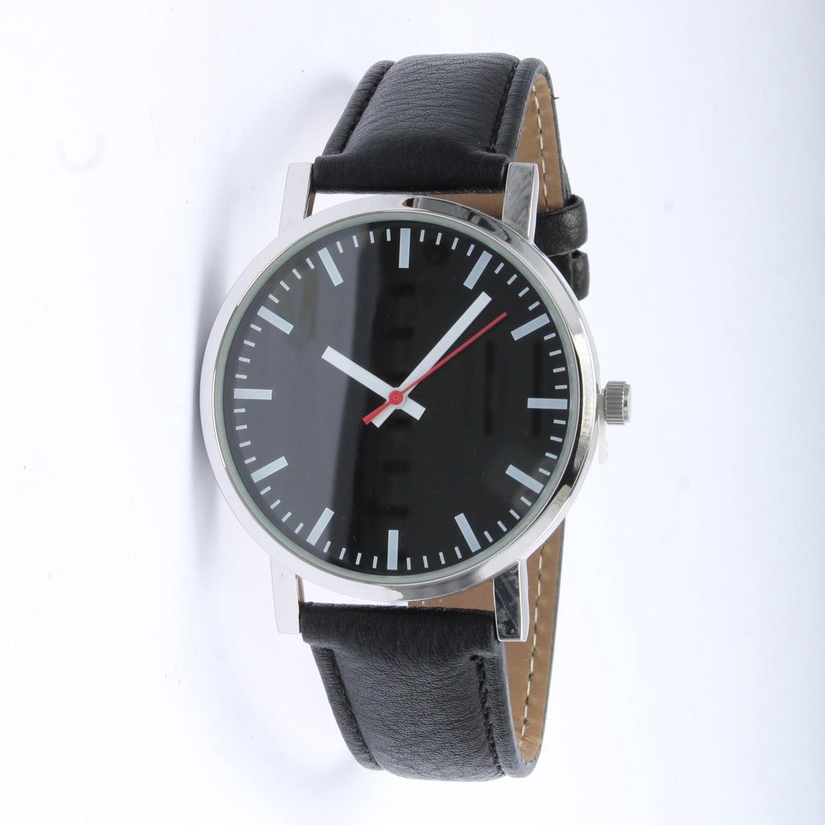 Brigada - unisex horloge - zwarte horloge band - lederen horlogeband - quartz uurwerk
